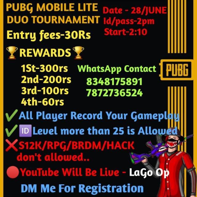 Pubg Lite Tournament.. LaGo_Op🔥 WhatsApp Group